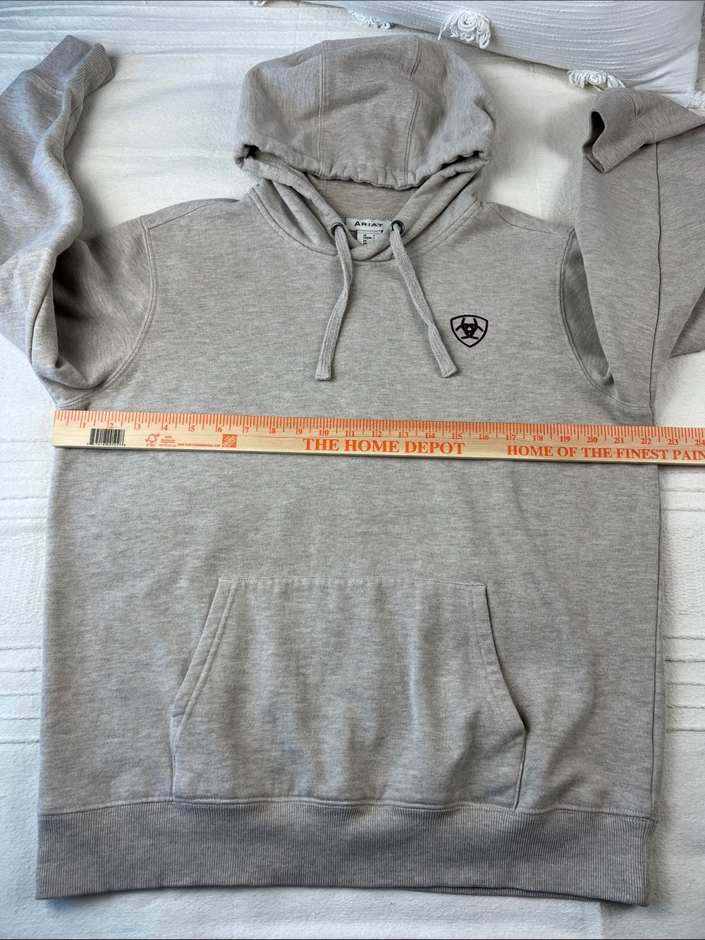 Ariat Women's Logo Hoodie in Oatmeal Heather/Purple - Picture 8 of 12